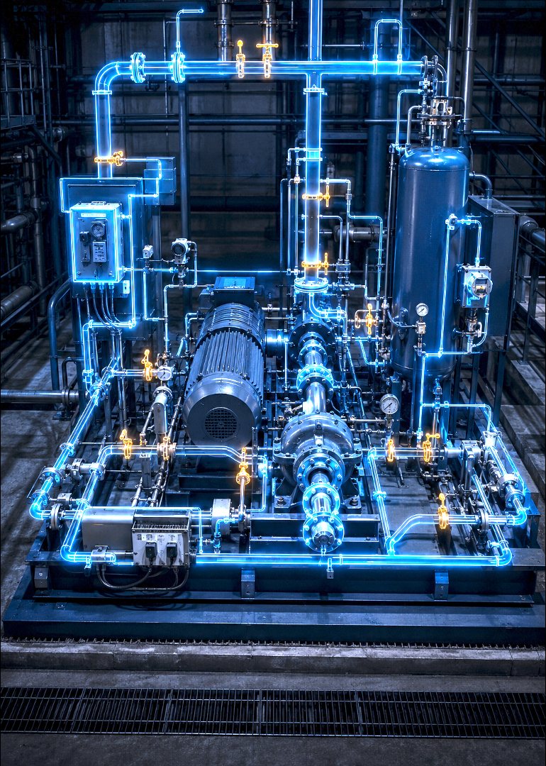 A recognised process plant shown as a glowing 3D twin